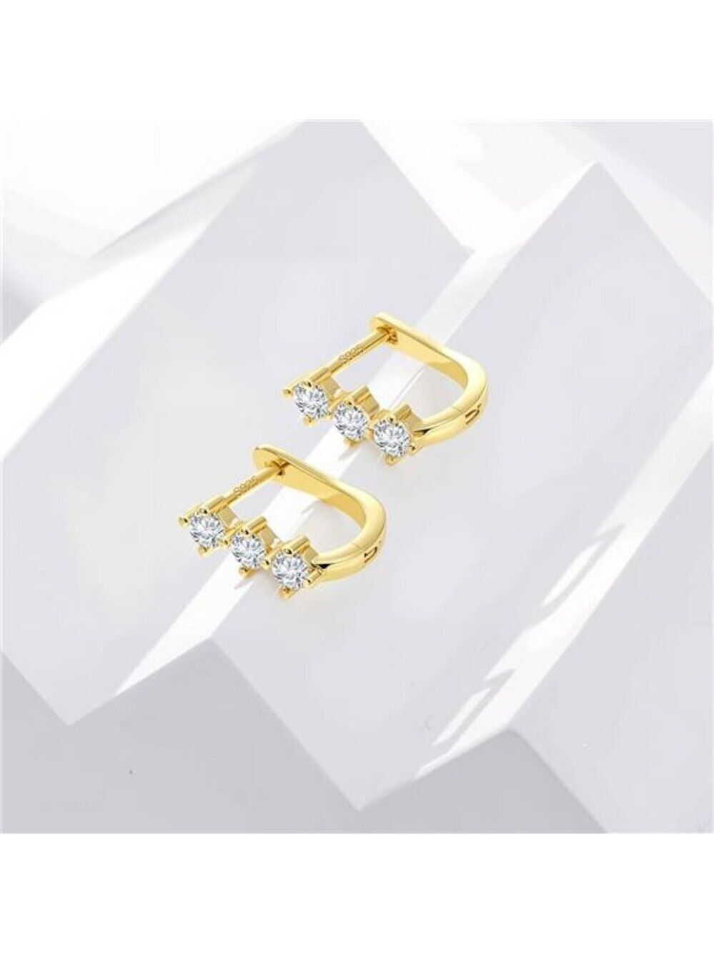 14K Gold Plated Cubic Zirconia Hoop Earrings for Women